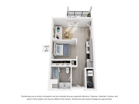 The Mars 1 Bedroom Apartment Floor Plan at The Galaxy at Polaris